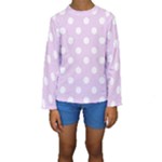 Polka Dots - White on Thistle Violet Kid s Long Sleeve Swimwear