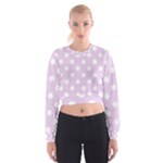 Polka Dots - White on Thistle Violet Women s Cropped Sweatshirt