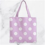 Polka Dots - White on Thistle Violet Zipper Grocery Tote Bag