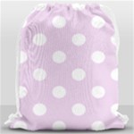Polka Dots - White on Thistle Violet Drawstring Bag (Large)