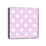 Polka Dots - White on Thistle Violet Mini Canvas 4  x 4  (Stretched)