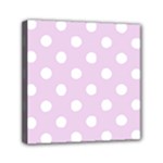 Polka Dots - White on Thistle Violet Mini Canvas 6  x 6  (Stretched)