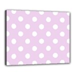 Polka Dots - White on Thistle Violet Canvas 20  x 16  (Stretched)