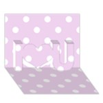 Polka Dots - White on Thistle Violet I Love You 3D Greeting Card (7x5)