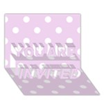 Polka Dots - White on Thistle Violet YOU ARE INVITED 3D Greeting Card (7x5)