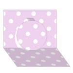 Polka Dots - White on Thistle Violet Circle 3D Greeting Card (7x5)