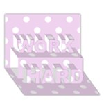 Polka Dots - White on Thistle Violet WORK HARD 3D Greeting Card (7x5)