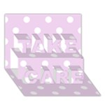 Polka Dots - White on Thistle Violet TAKE CARE 3D Greeting Card (7x5)