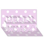 Polka Dots - White on Thistle Violet Merry Xmas 3D Greeting Card (8x4)