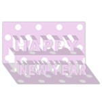 Polka Dots - White on Thistle Violet Happy New Year 3D Greeting Card (8x4)