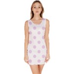 Polka Dots - Thistle Violet on White Bodycon Dress