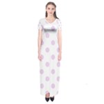 Polka Dots - Thistle Violet on White Short Sleeve Maxi Dress
