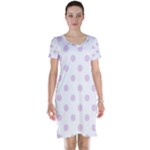 Polka Dots - Thistle Violet on White Short Sleeve Nightdress