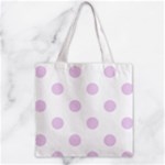 Polka Dots - Thistle Violet on White Zipper Grocery Tote Bag