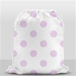 Polka Dots - Thistle Violet on White Drawstring Bag (Small)