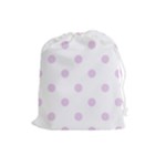 Polka Dots - Thistle Violet on White Drawstring Pouch (L)