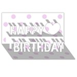Polka Dots - Thistle Violet on White Happy Birthday 3D Greeting Card (8x4)