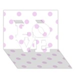 Polka Dots - Thistle Violet on White LOVE 3D Greeting Card (7x5)