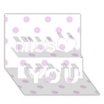 Polka Dots - Thistle Violet on White Miss You 3D Greeting Card (7x5)
