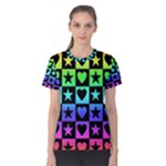 Rainbow Stars and Hearts Women s Cotton Tee