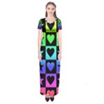 Rainbow Stars and Hearts Short Sleeve Maxi Dress