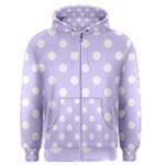 Polka Dots - White on Pale Lavender Violet Men s Zipper Hoodie