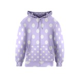Polka Dots - White on Pale Lavender Violet Kid s Zipper Hoodie