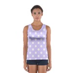Polka Dots - White on Pale Lavender Violet Women s Sport Tank Top