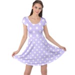 Polka Dots - White on Pale Lavender Violet Cap Sleeve Dress