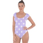 Polka Dots - White on Pale Lavender Violet Short Sleeve Leotard (Ladies)