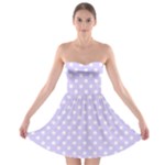 Polka Dots - White on Pale Lavender Violet Strapless Bra Top Dress