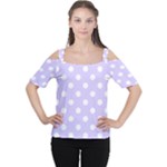 Polka Dots - White on Pale Lavender Violet Women s Cutout Shoulder Tee