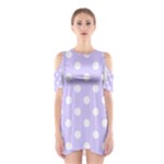 Polka Dots - White on Pale Lavender Violet Women s Cutout Shoulder Dress
