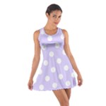 Polka Dots - White on Pale Lavender Violet Cotton Racerback Dress