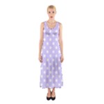 Polka Dots - White on Pale Lavender Violet Full Print Maxi Dress