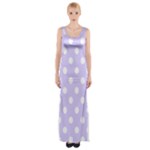 Polka Dots - White on Pale Lavender Violet Maxi Thigh Split Dress