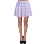 Polka Dots - White on Pale Lavender Violet Skater Skirt