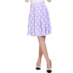 Polka Dots - White on Pale Lavender Violet A-Line Skirt