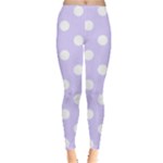 Polka Dots - White on Pale Lavender Violet Women s Leggings