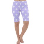 Polka Dots - White on Pale Lavender Violet Cropped Leggings