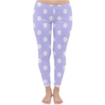 Polka Dots - White on Pale Lavender Violet Winter Leggings