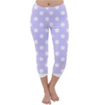 Polka Dots - White on Pale Lavender Violet Capri Winter Leggings