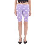 Polka Dots - White on Pale Lavender Violet Yoga Cropped Leggings