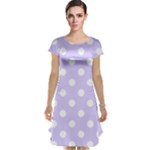 Polka Dots - White on Pale Lavender Violet Cap Sleeve Nightdress
