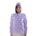 Polka Dots - White on Pale Lavender Violet Hooded Wind Breaker (Women)