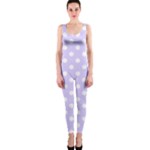 Polka Dots - White on Pale Lavender Violet OnePiece Catsuit