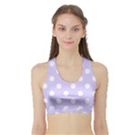 Polka Dots - White on Pale Lavender Violet Women s Sports Bra with Border