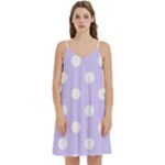 Polka Dots - White on Pale Lavender Violet Women s Reversible Sports Bra with Border