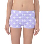 Polka Dots - White on Pale Lavender Violet Boyleg Bikini Bottoms