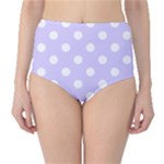 Polka Dots - White on Pale Lavender Violet High-Waist Bikini Bottoms